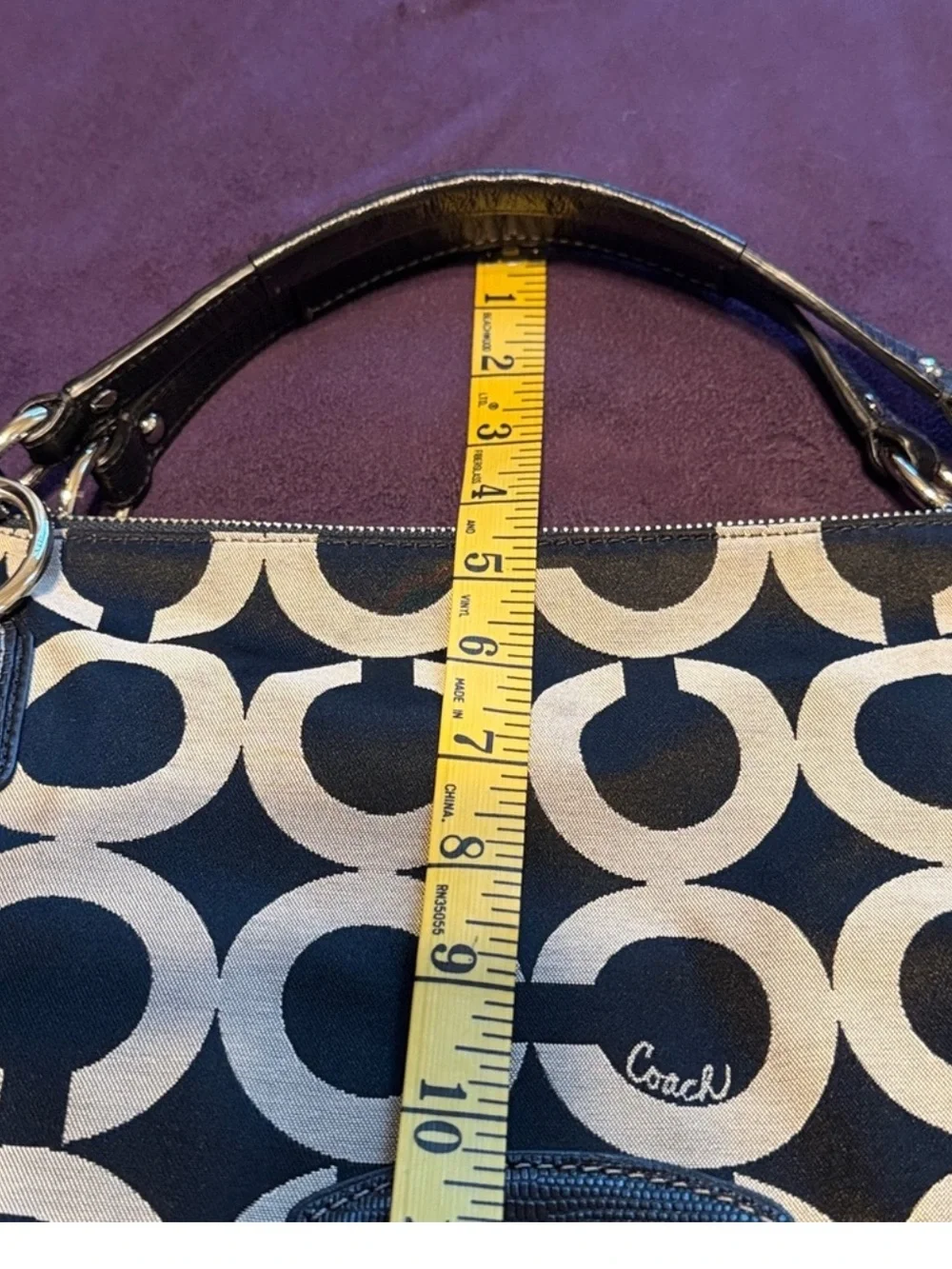 Coach Op Art Silver Black Hobo